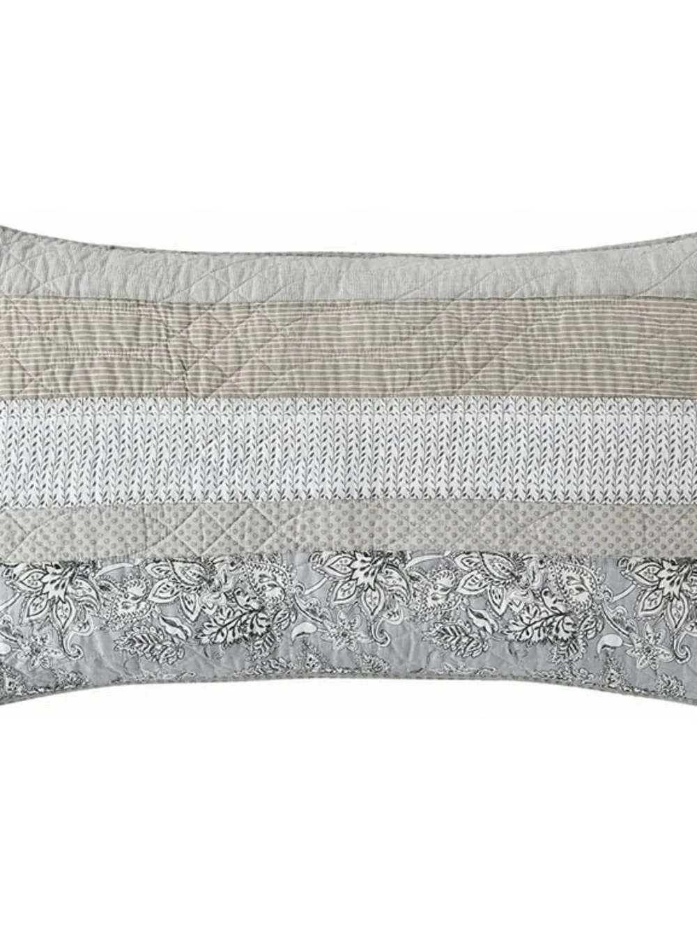 Gray Striped cal king 3 piece Quilted Bedspread Set 100% cotton